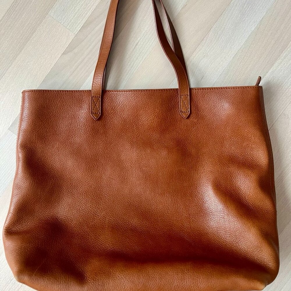 Madewell The Zip-Top Transport Tote, Large, Cognac (Like New!)